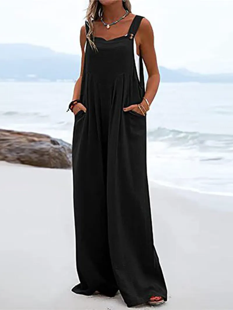 Funki Buys | Pants | Women's Elegant Wide Leg Bib Romper