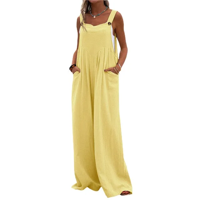Funki Buys | Pants | Women's Elegant Wide Leg Bib Romper