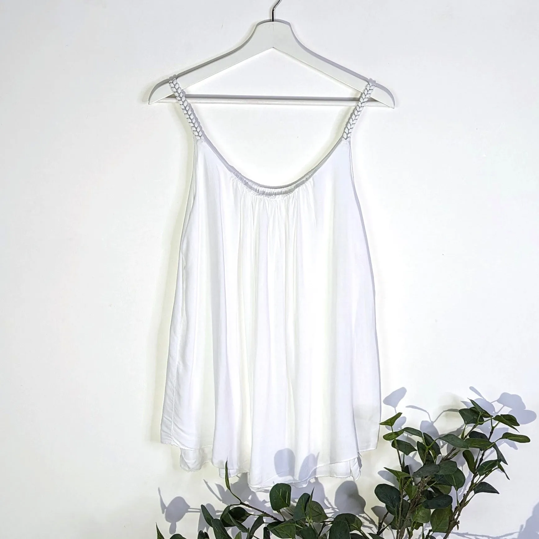 Grecian inspired simple lined top with silver infused plaited straps (S-M)