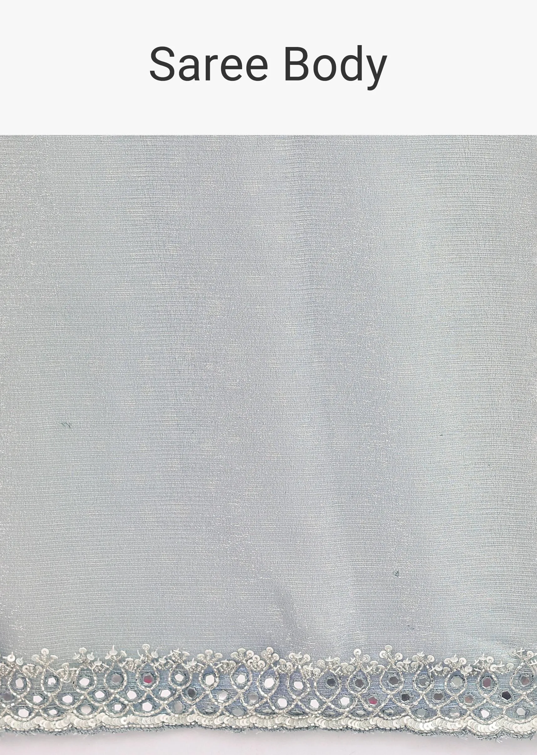 Grey Mirror Embellished Saree WIth Unstitched Blouse