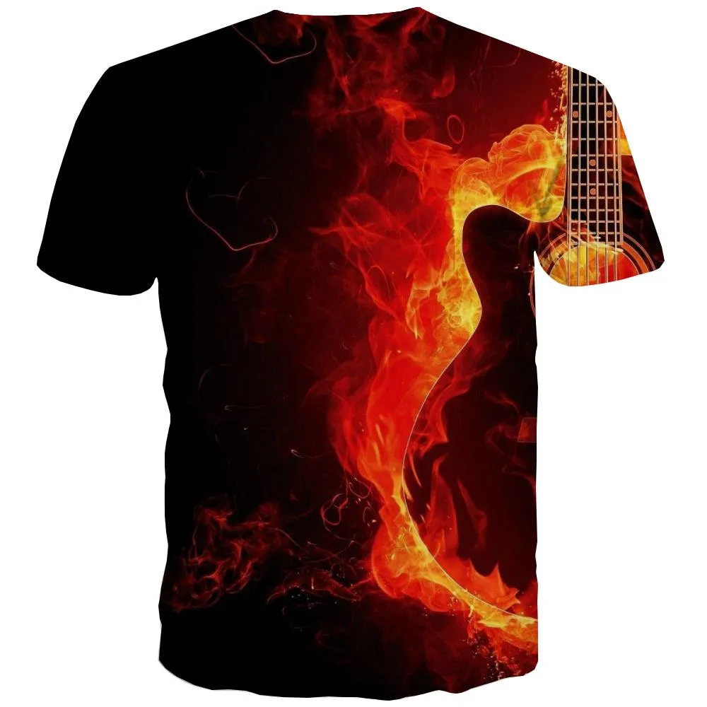 Guitar T-shirt Men Music Tshirt Printed Wooden T-shirts 3d Metal Shirt Print