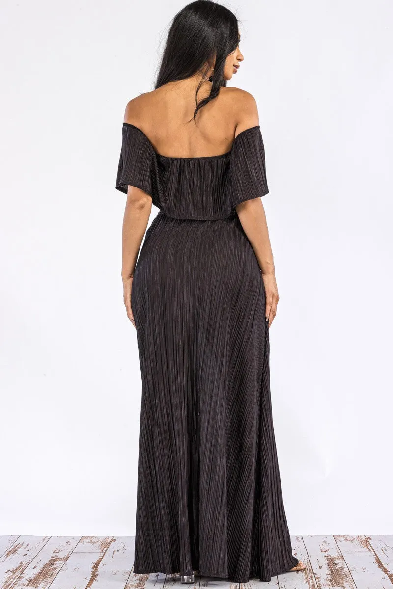 HH693R-DR -  Off Shoulder Crop Top & Long Skirt Set