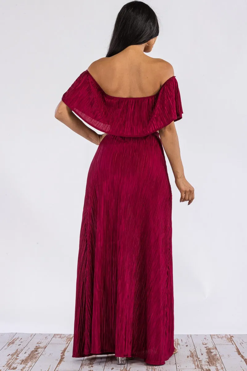 HH693R-DR -  Off Shoulder Crop Top & Long Skirt Set