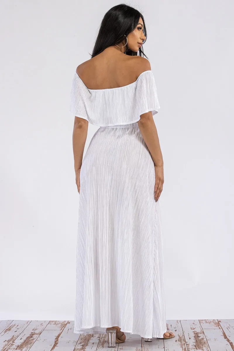 HH693R-DR -  Off Shoulder Crop Top & Long Skirt Set