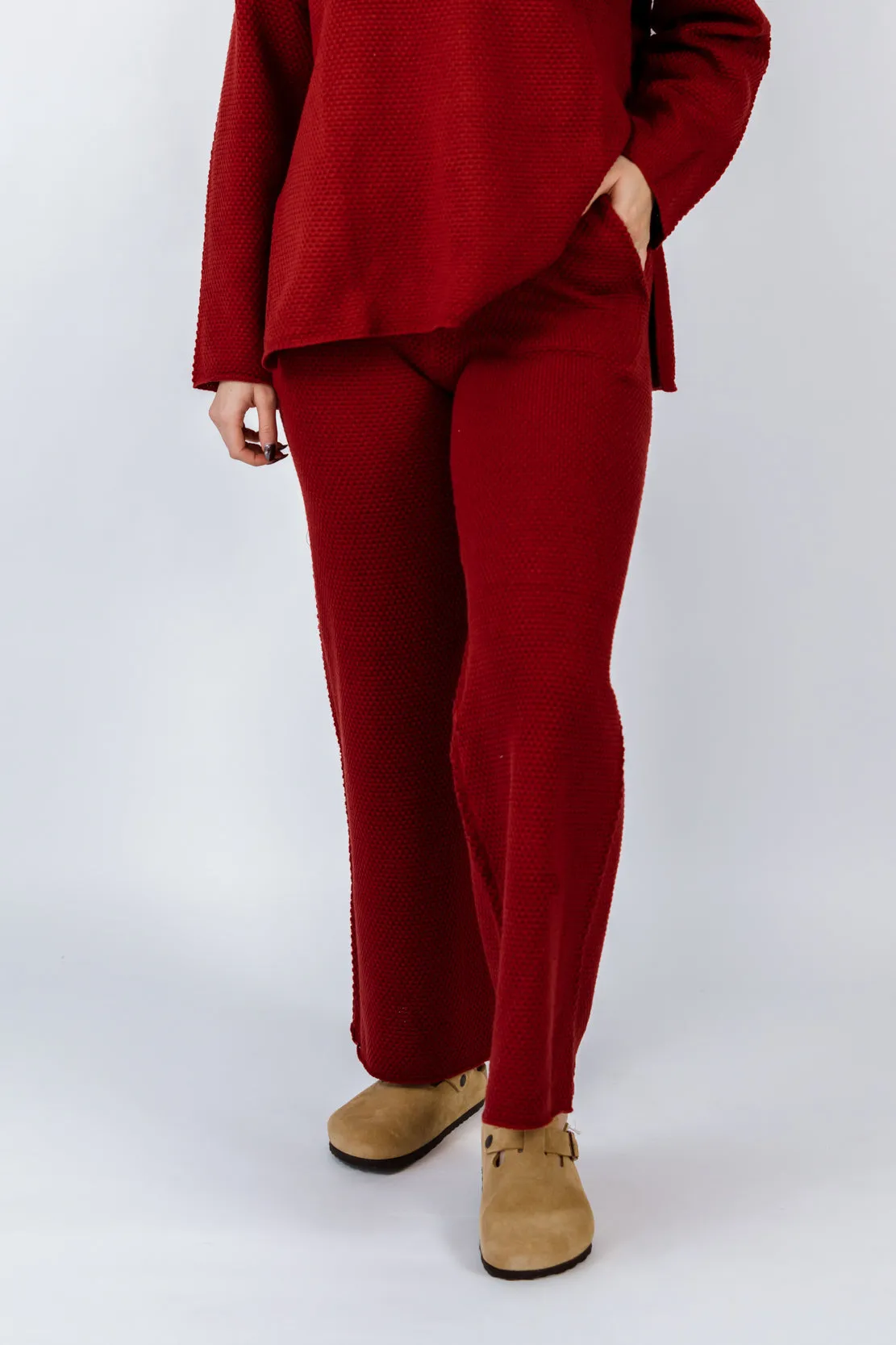 Hudson Henley Knit Sweater & Bottom Set | Wine