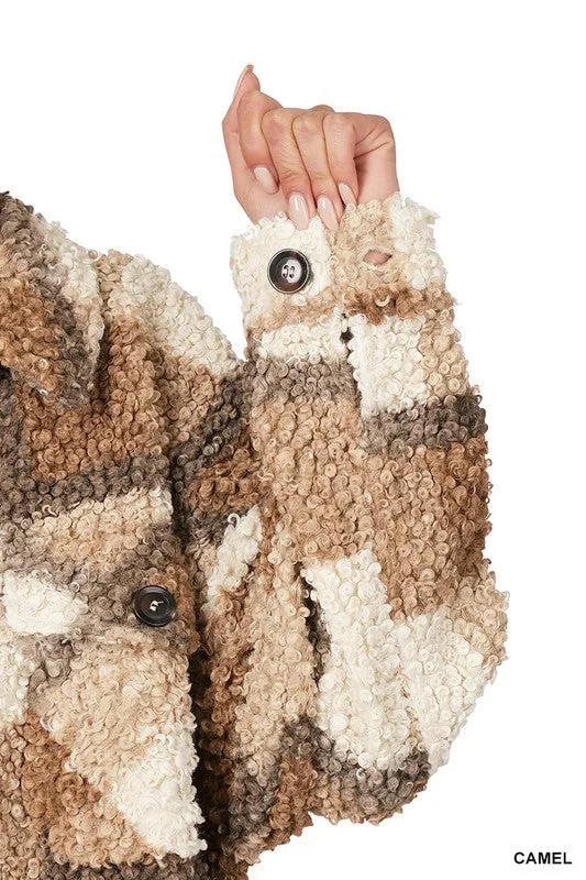 Juniper Plaid Sherpa Shacket with Pockets