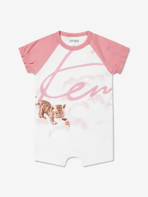 KENZO Baby Girls Organic Cotton Tiger Romper in White