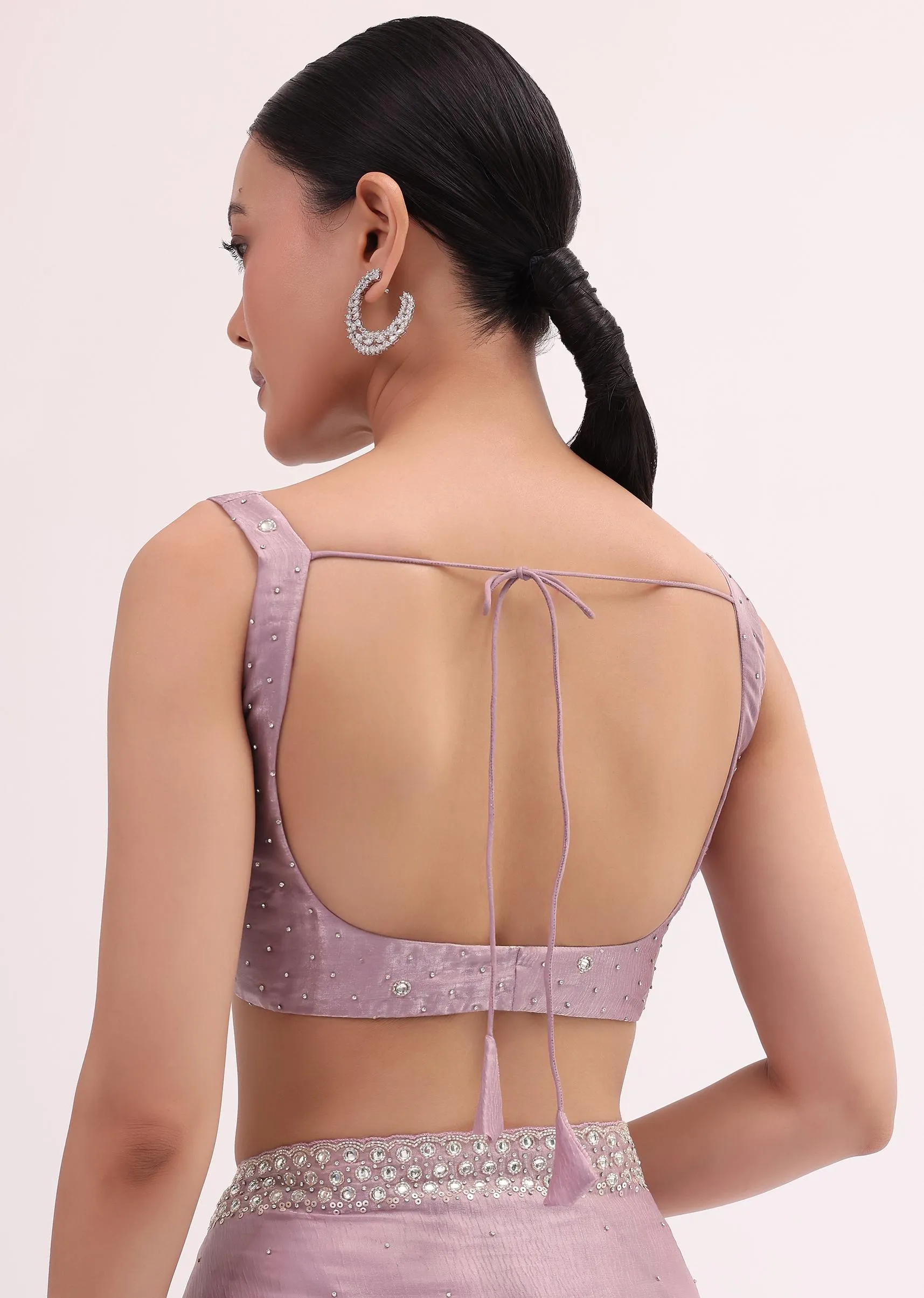 Lavender Tissue Saree With Unstitched Blouse