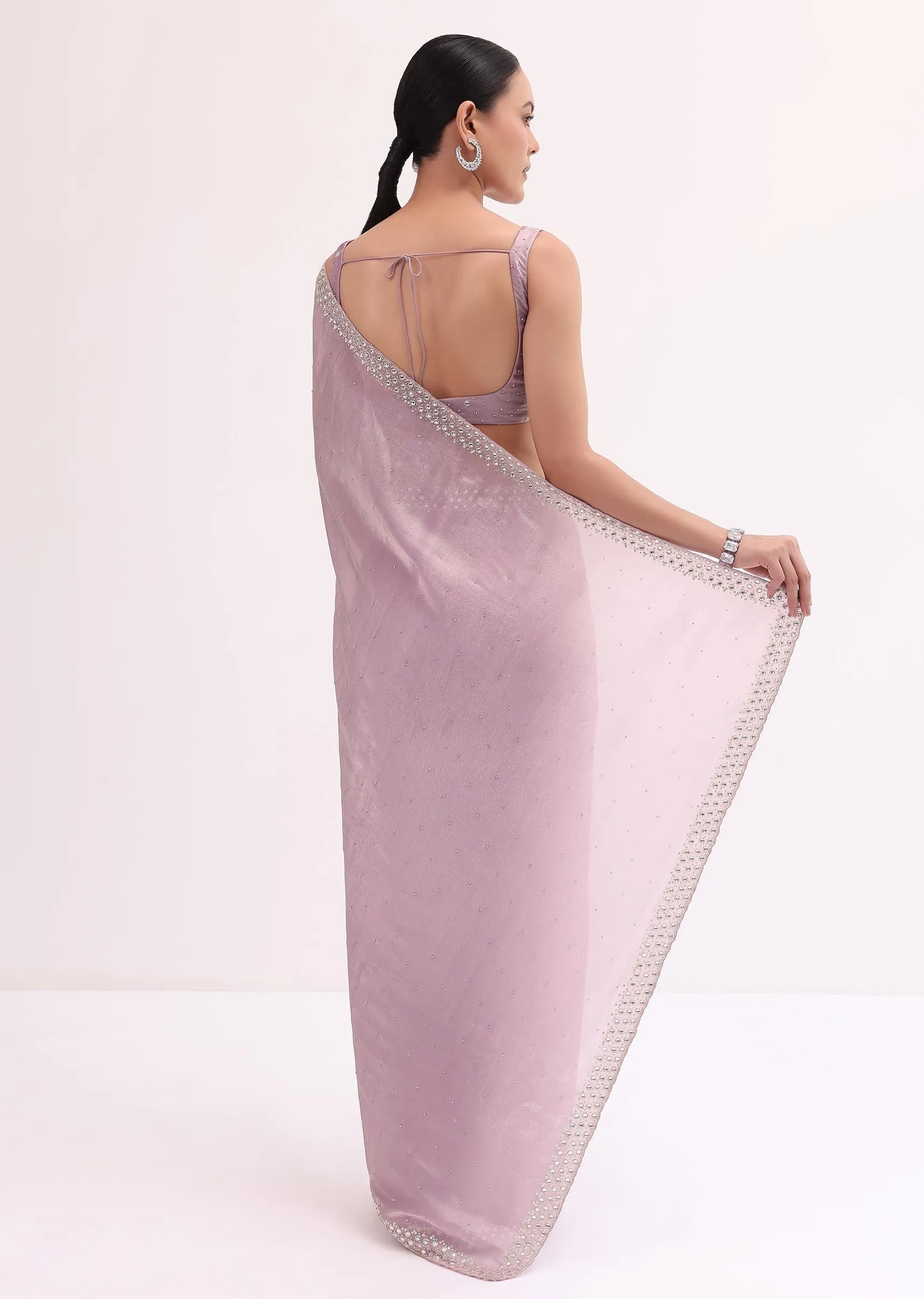 Lavender Tissue Saree With Unstitched Blouse