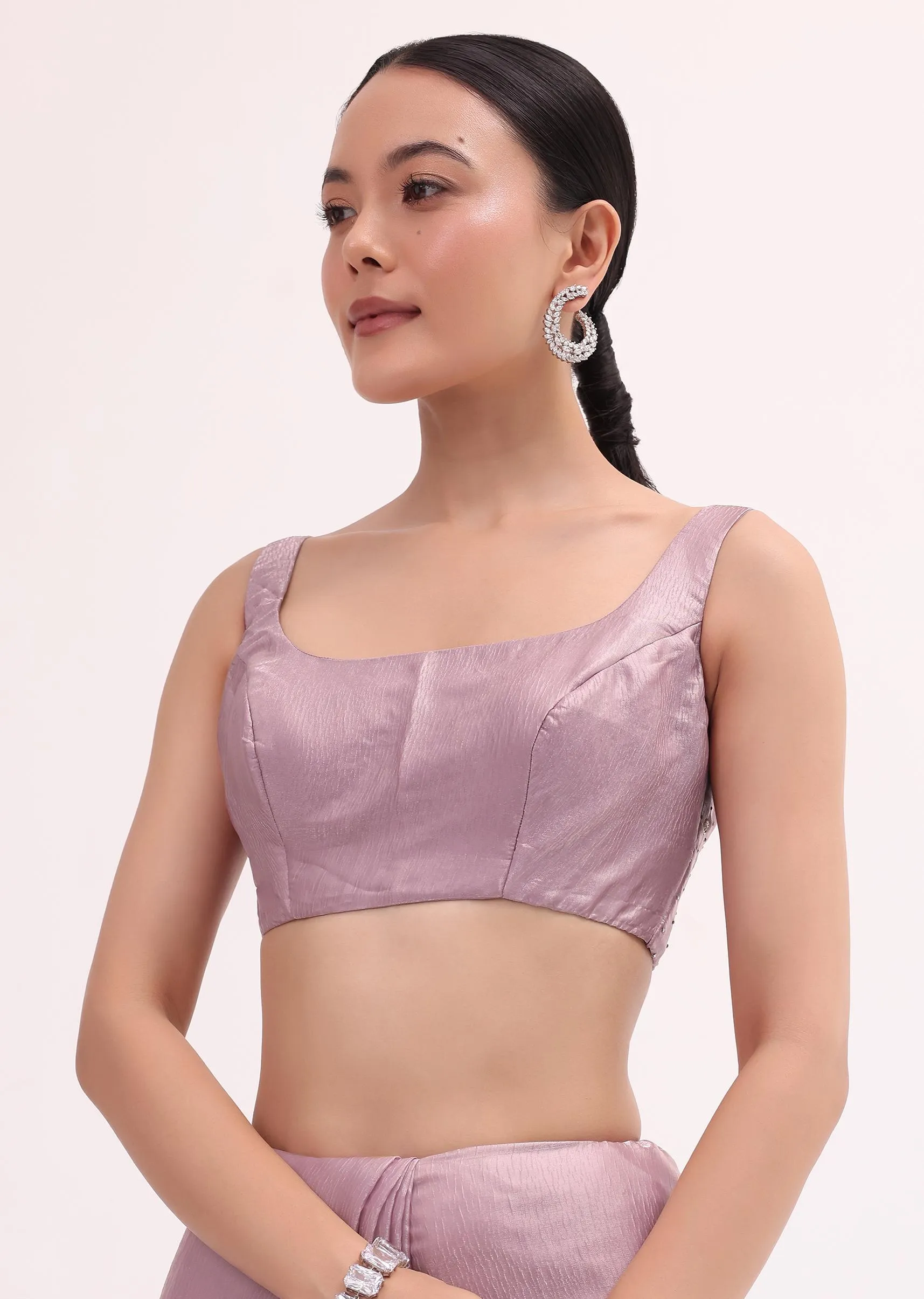 Lavender Tissue Saree With Unstitched Blouse