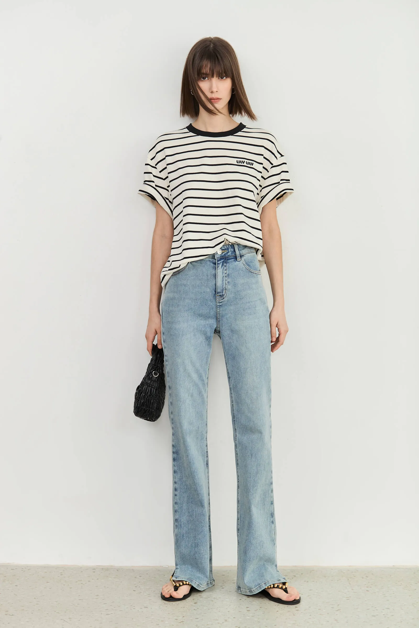 LILY Front Split Bootcut Jeans