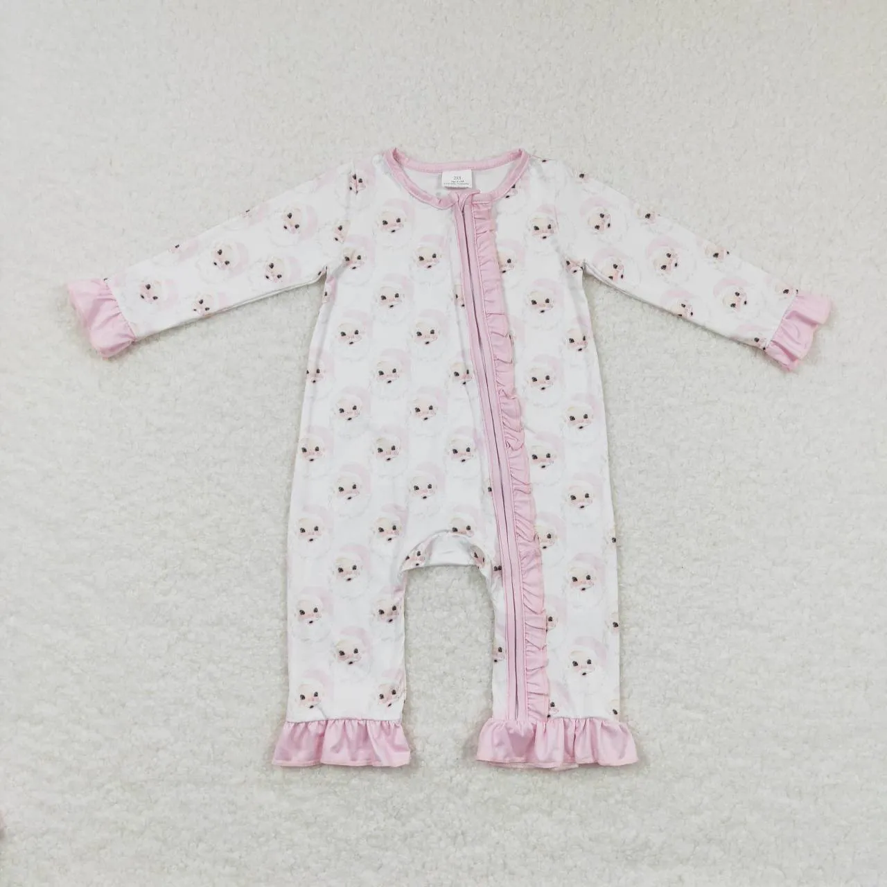 LR0584  girl Christmas Santa Claus long sleeve onesie