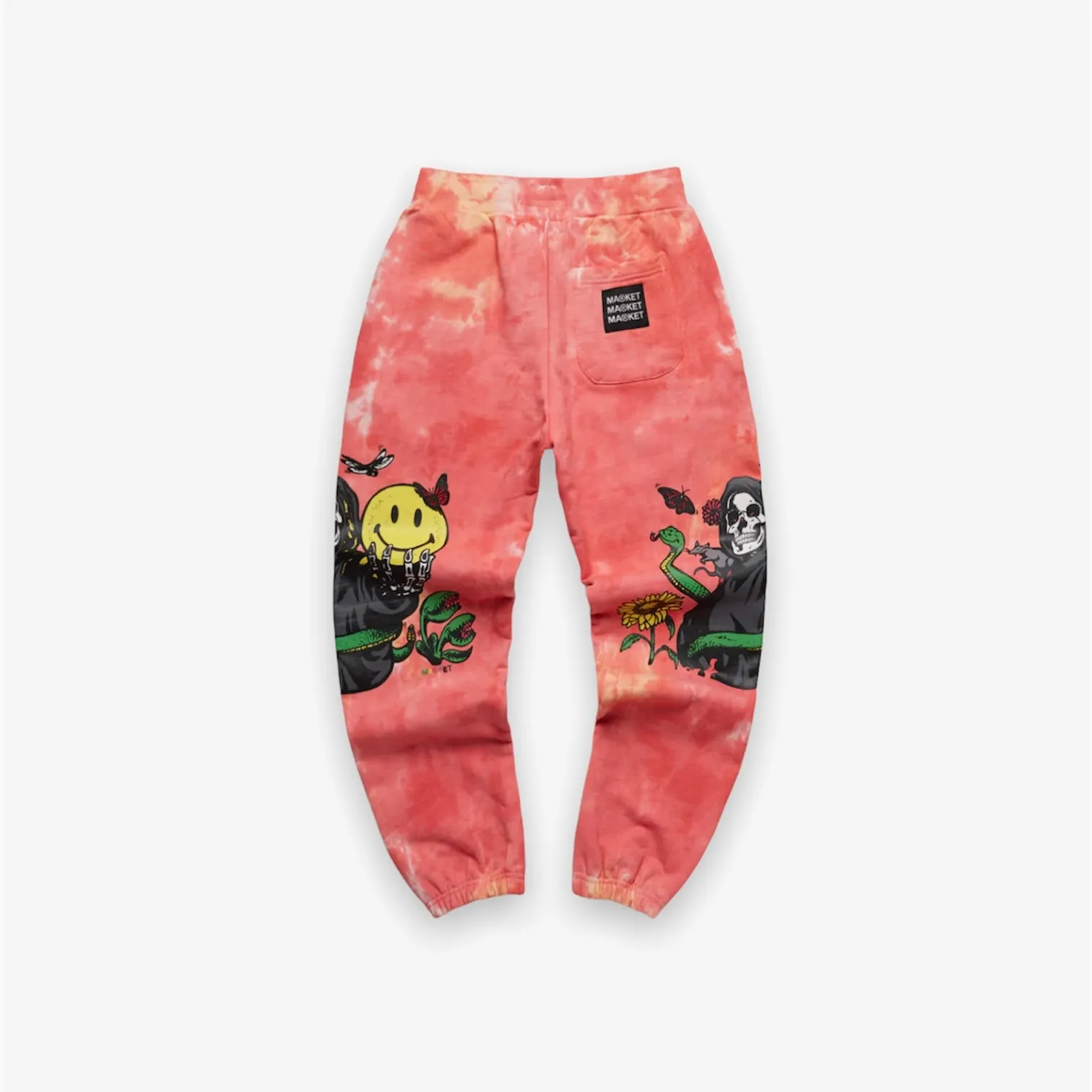 Market Smiley Look At The Bright Side Pink Tie Dye Sweatpants Pink Tie Dye