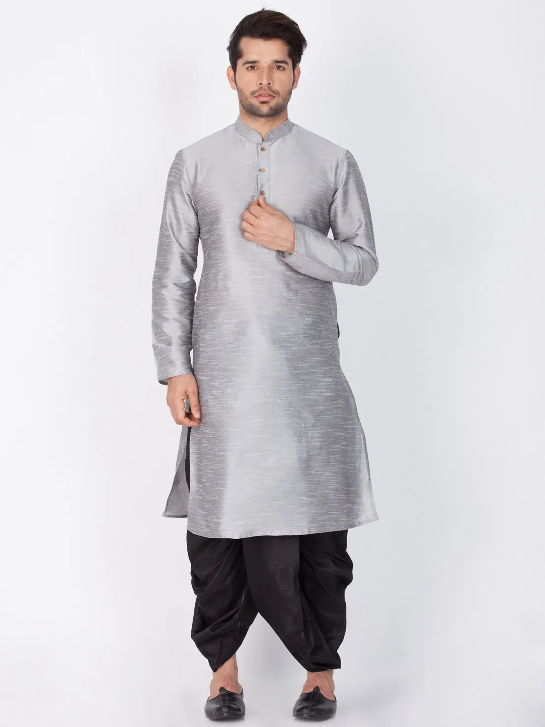 Men's Black Cotton Silk Dhoti