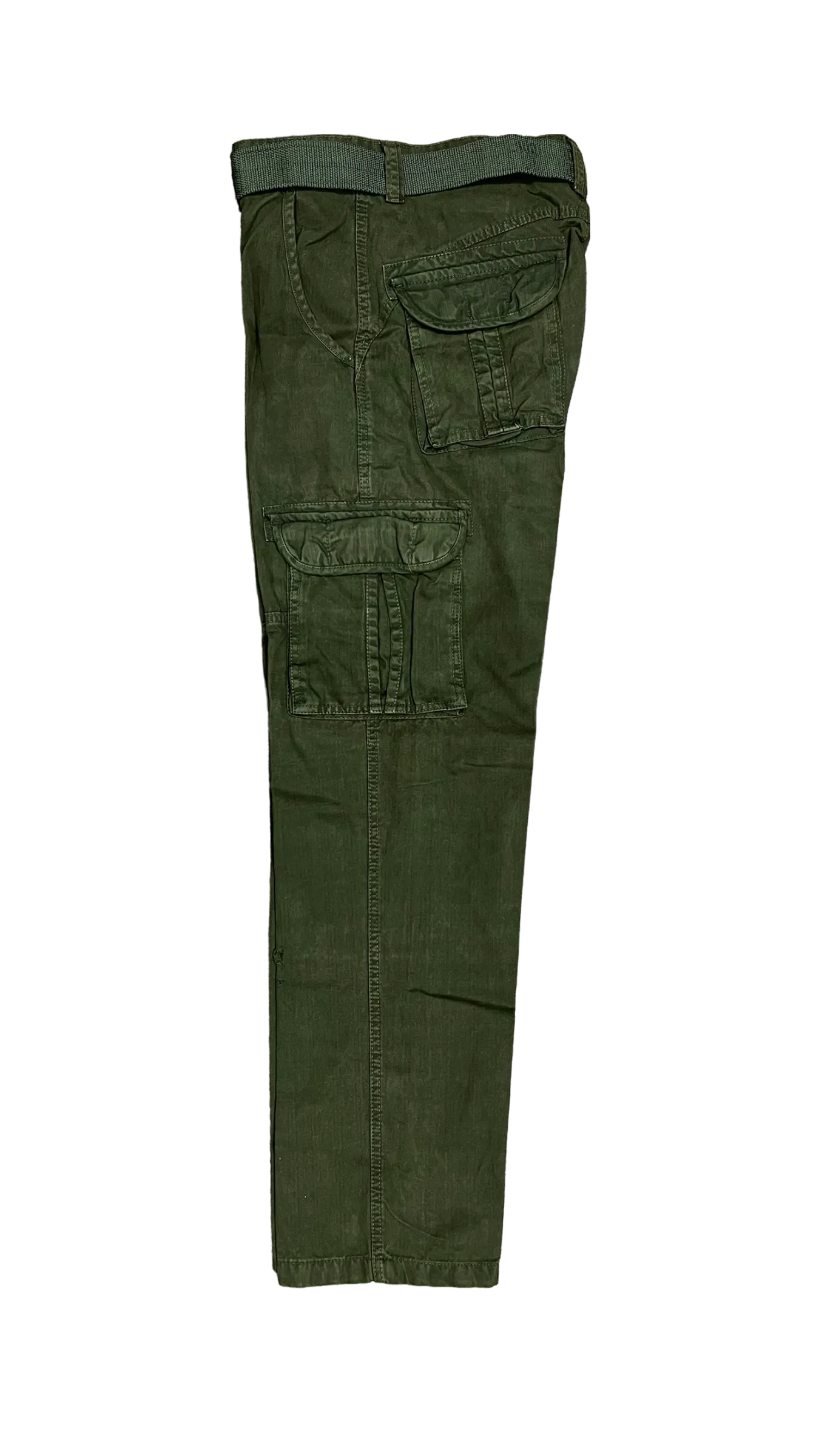 Men's Olive Cargo Jeans 6 Pockets Loos-Fit Military Style