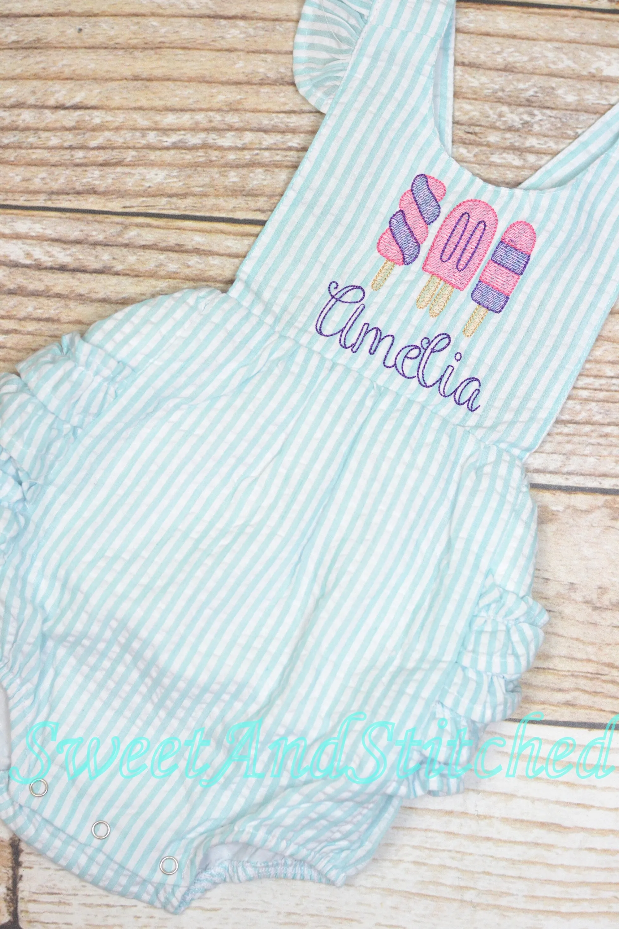 Monogrammed baby girl popsicle birthday outfit, 1st birthday outfit, personalized cake smash outfit with popsicles, cake smash romper