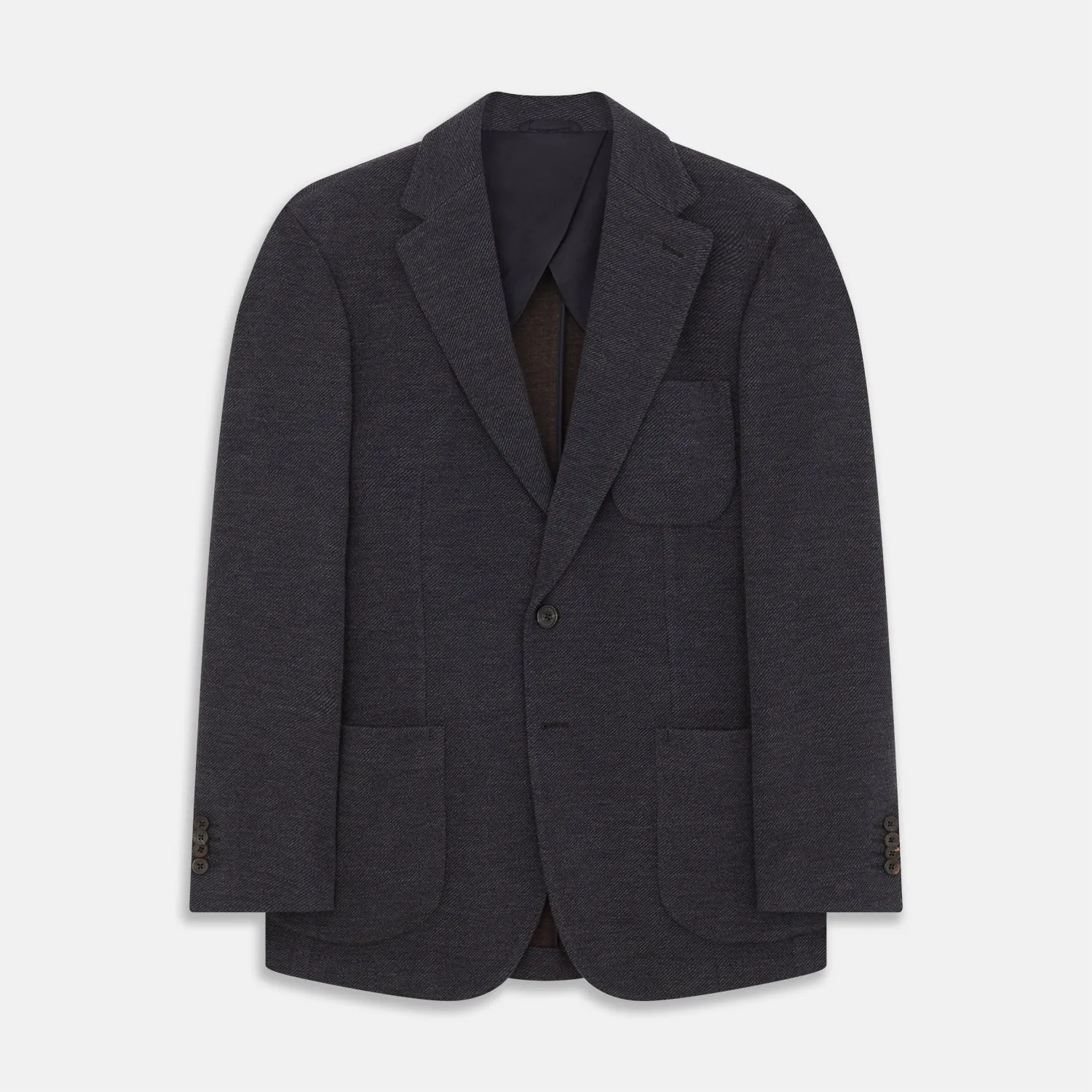 Navy Cashmere Blend Henley Blazer