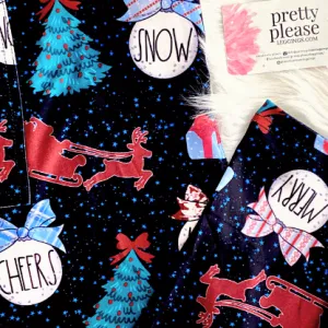 Rae Dunn Christmas Bulbs Super SOFT Leggings w/ Santa's sleigh Farmhouse Holiday Plus rts