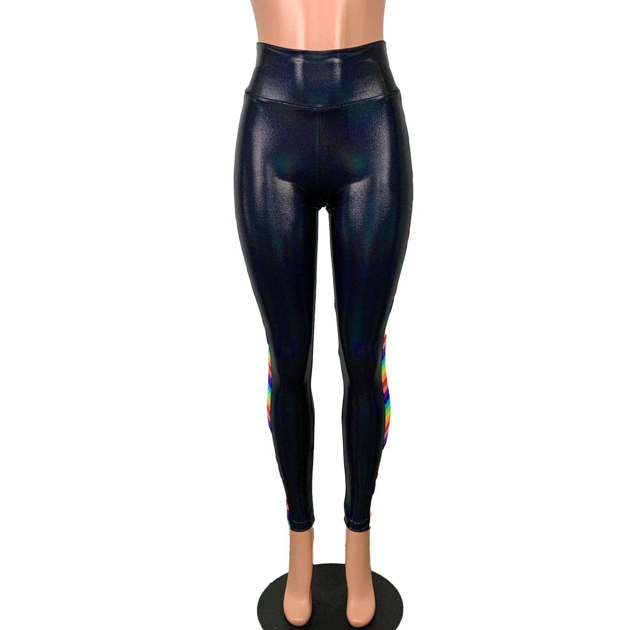 Rainbow Pride Holographic Leggings - High-Waisted