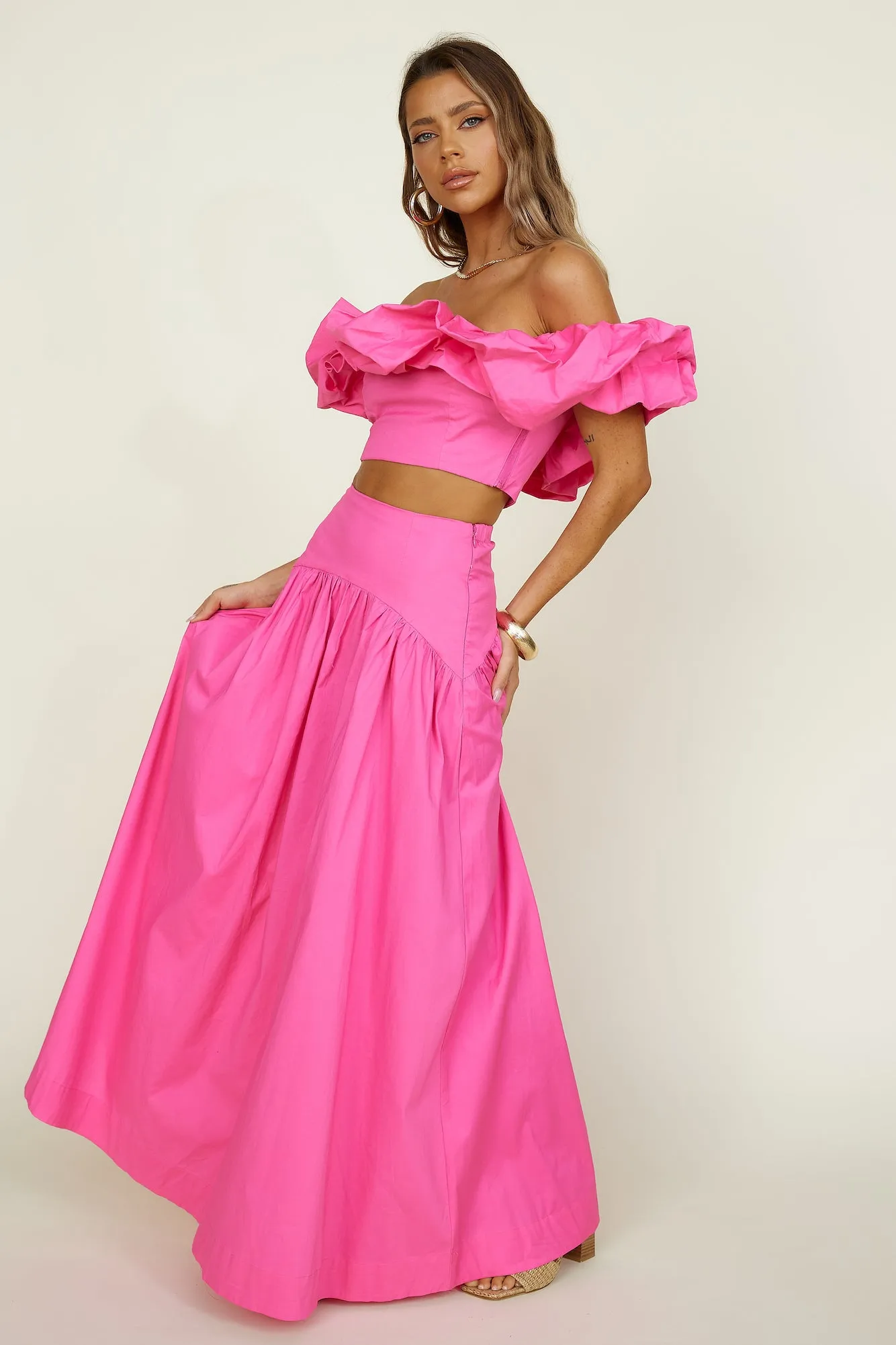 SEVEN WONDERS Savannah Maxi Skirt Fuchsia