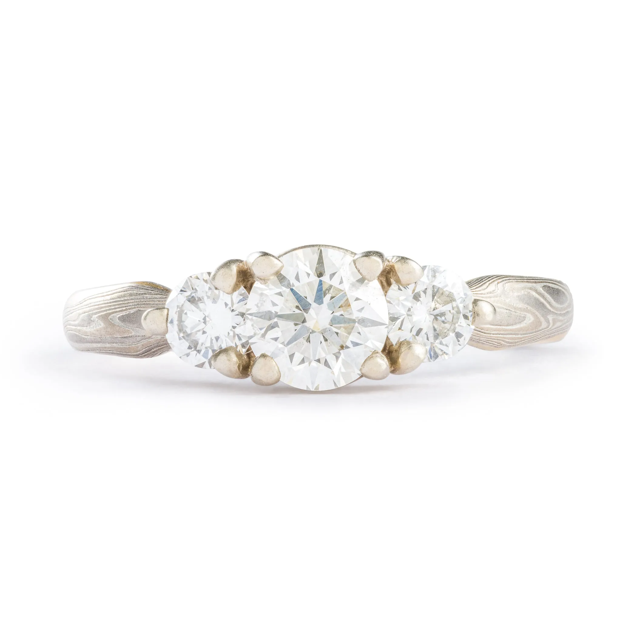 Sophisticated Mokume Gane Wedding Ring Set in Smoke Palette and Twist Pattern