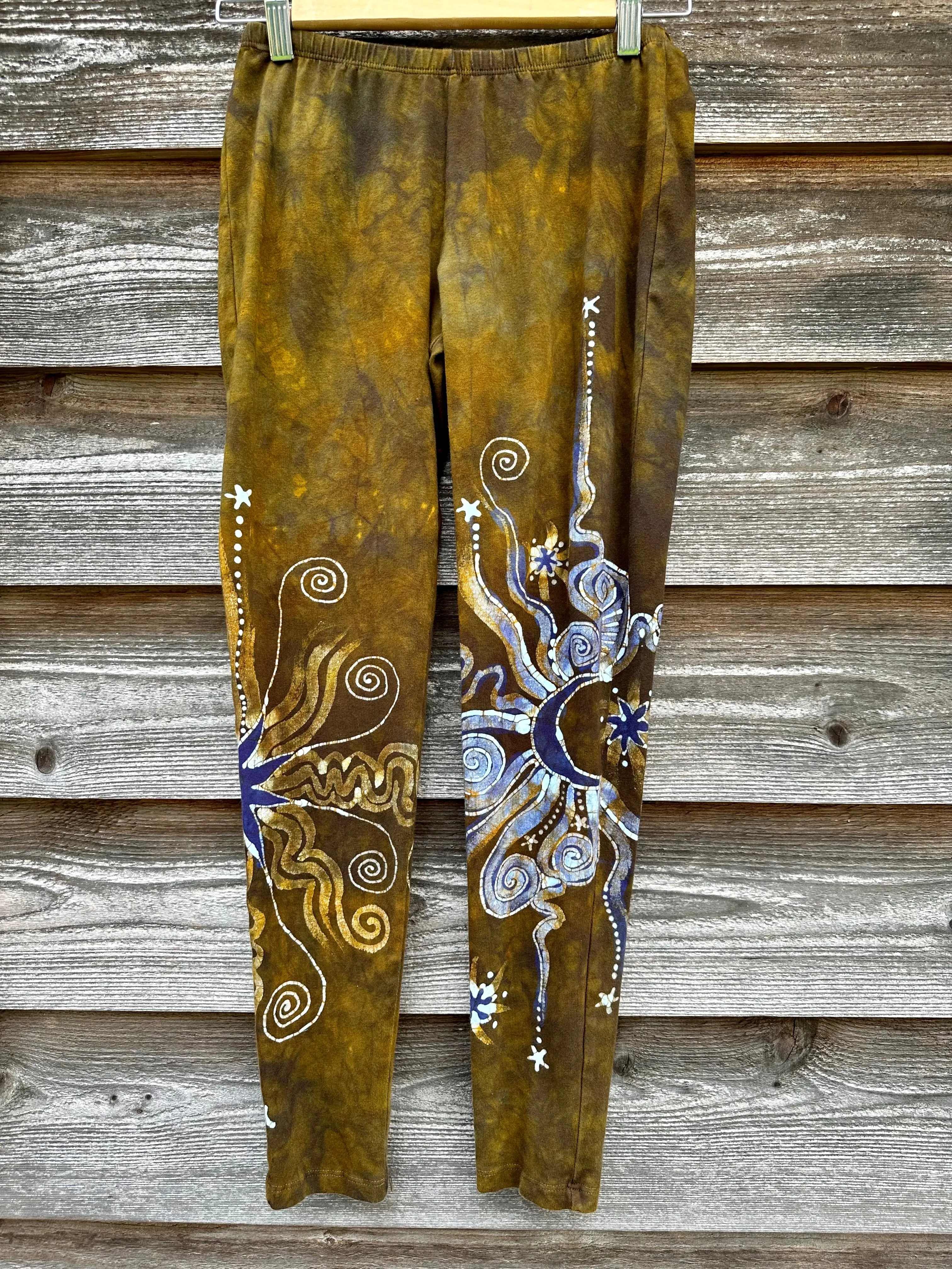 Sun Gold and Deep Purple Sun Batik Leggings - Size Small ONLY