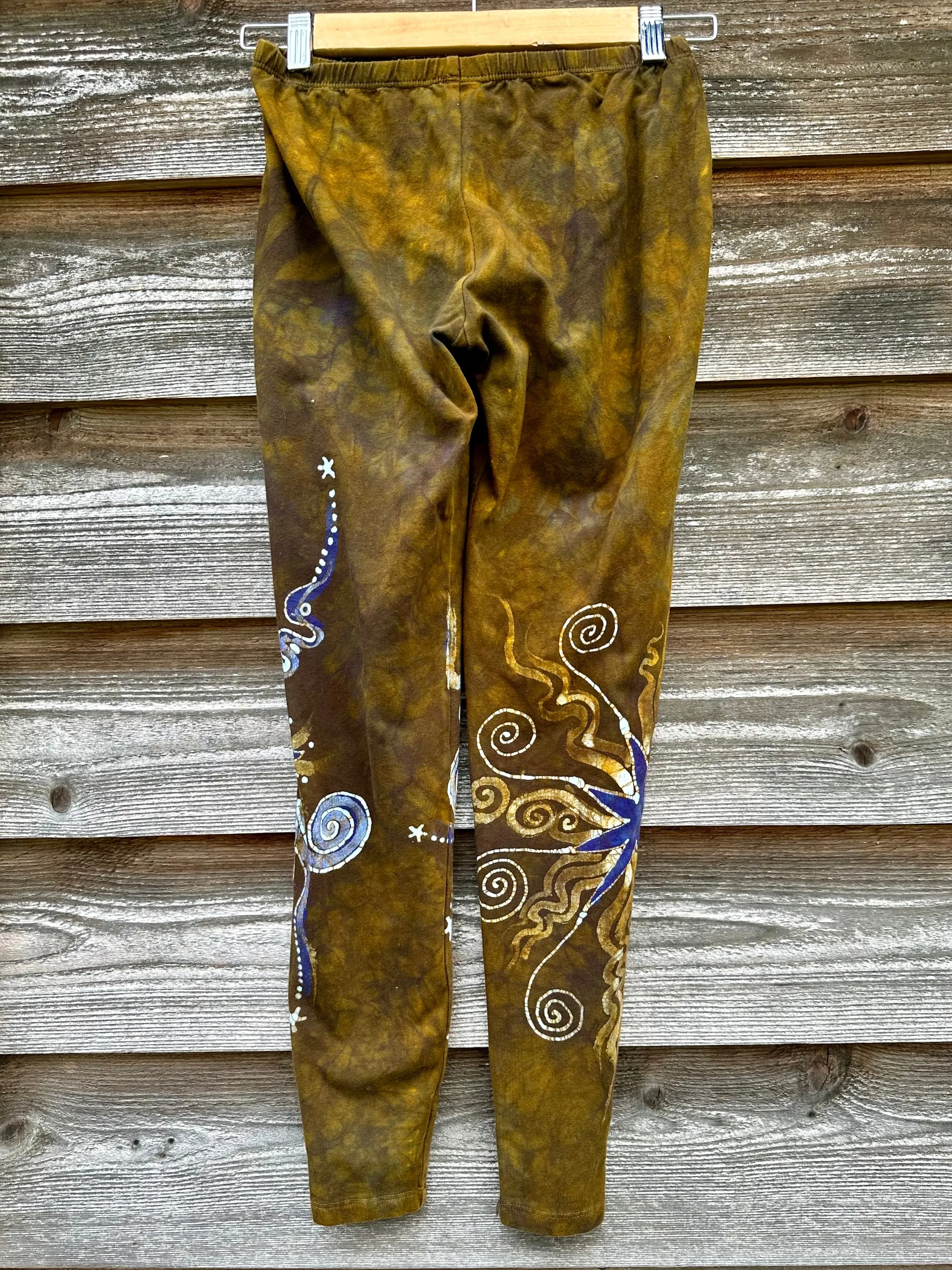 Sun Gold and Deep Purple Sun Batik Leggings - Size Small ONLY