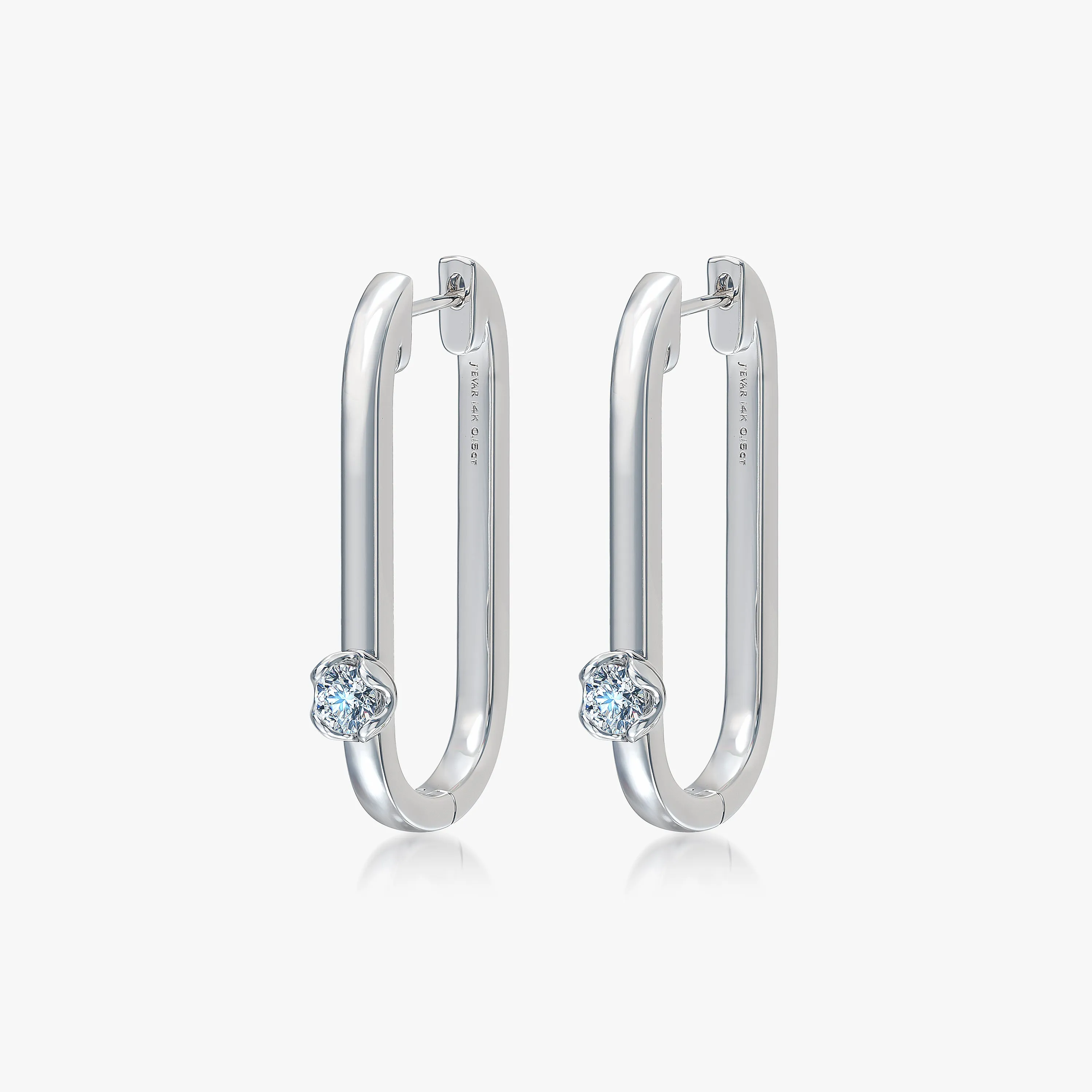 U-shaped Hoop Diamond Earrings