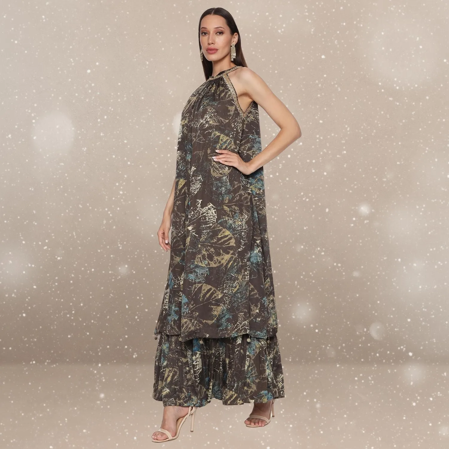 Valeria Ajrakh Maxi Dress | Free-Flowing | Glamorous Gaze | Sophisticated | Earthy