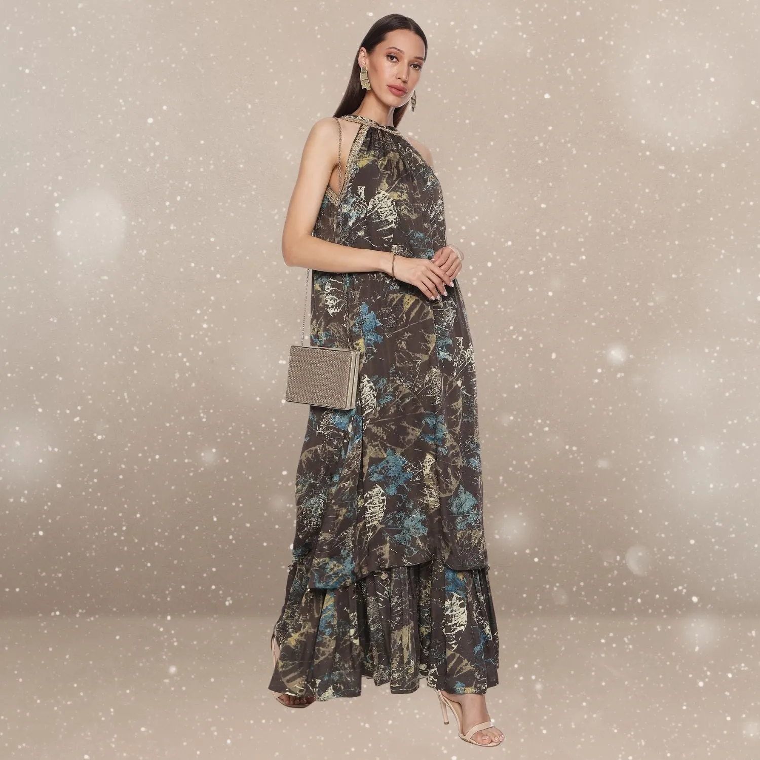 Valeria Ajrakh Maxi Dress | Free-Flowing | Glamorous Gaze | Sophisticated | Earthy