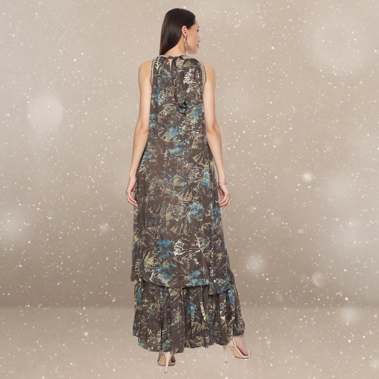 Valeria Ajrakh Maxi Dress | Free-Flowing | Glamorous Gaze | Sophisticated | Earthy