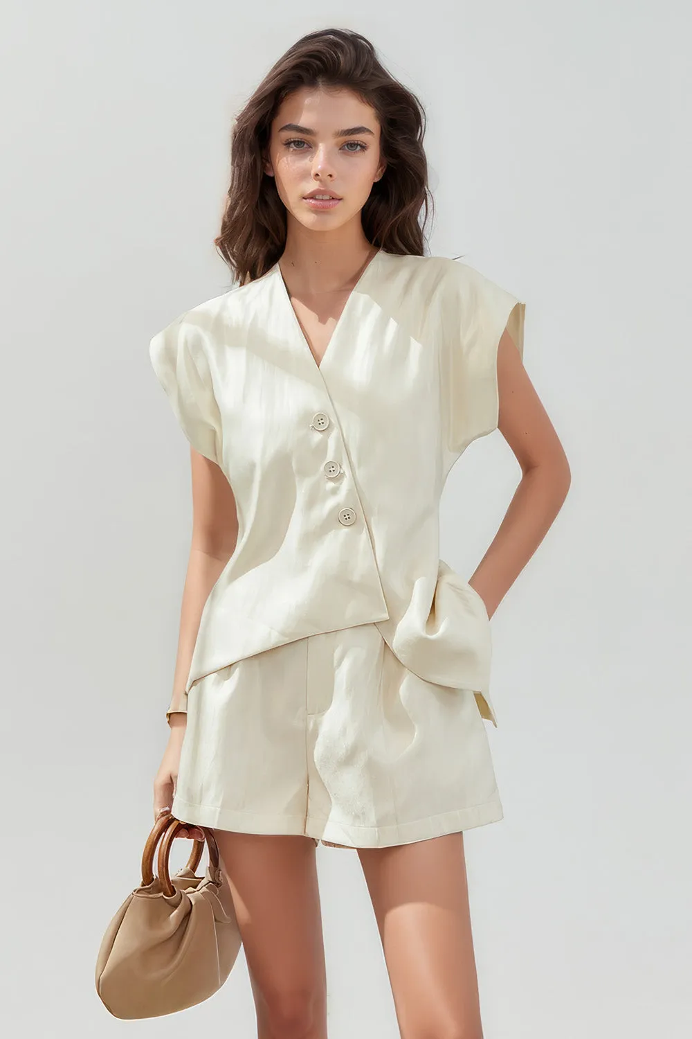 Waistcoat and Shorts 2-Piece Set - Vanilla
