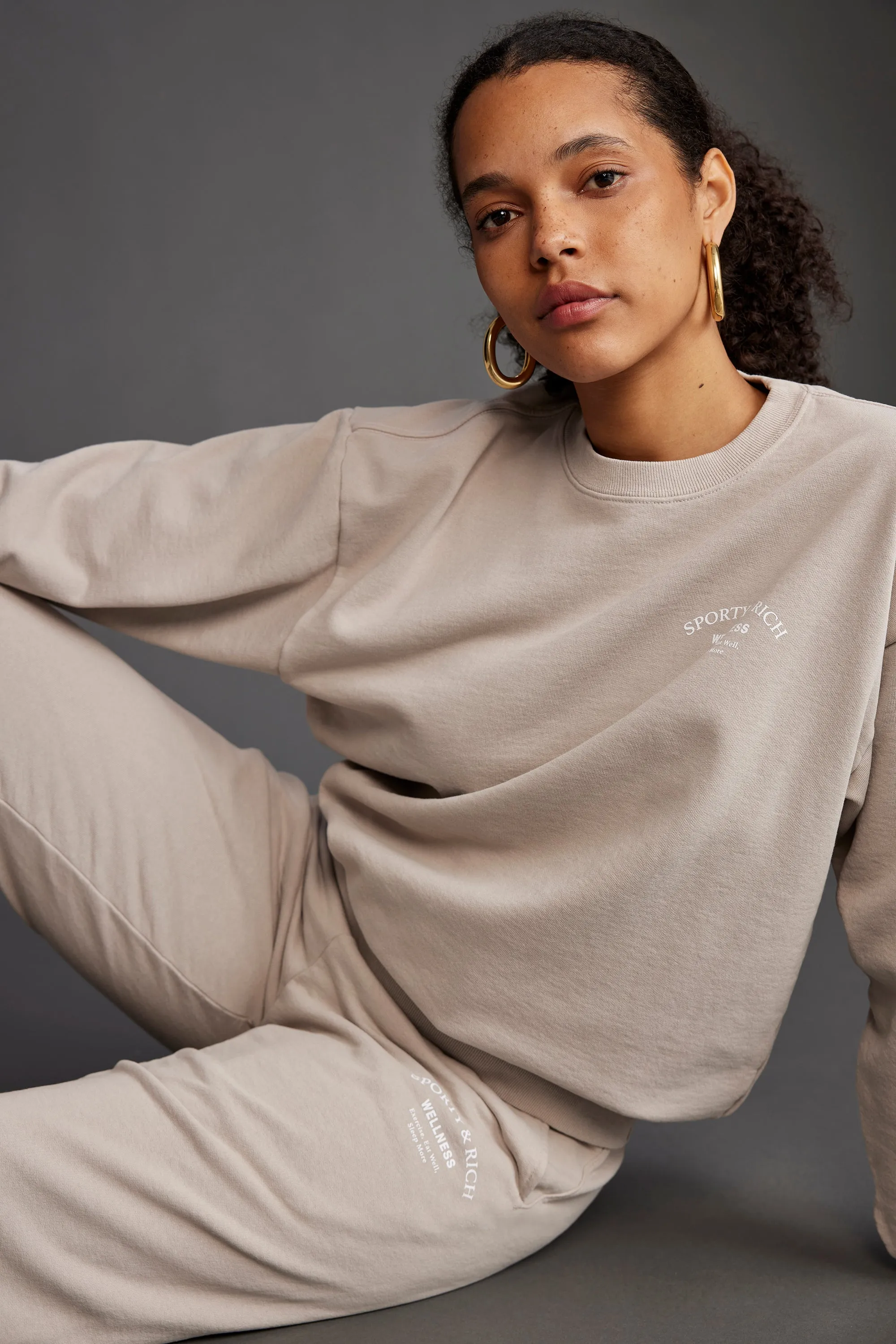 Wellness Studio Sweatpant - Dove/White