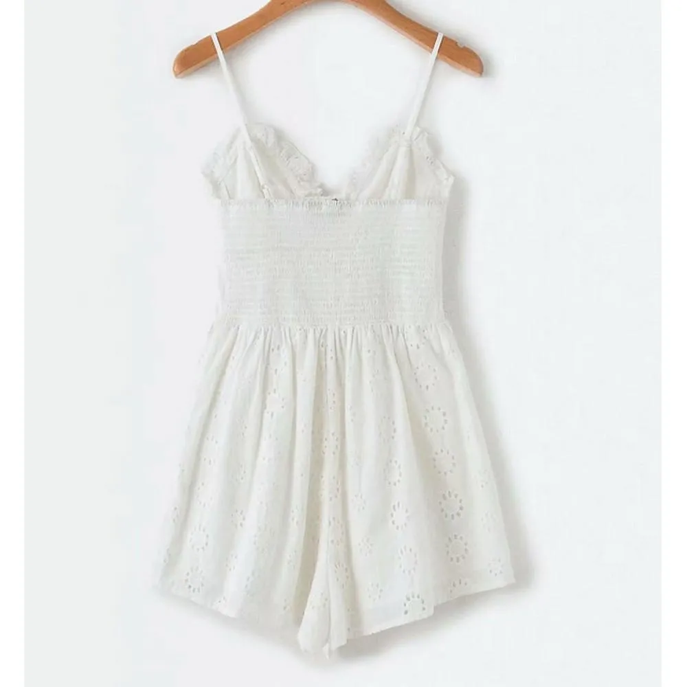 White Short Sleeveless Romper