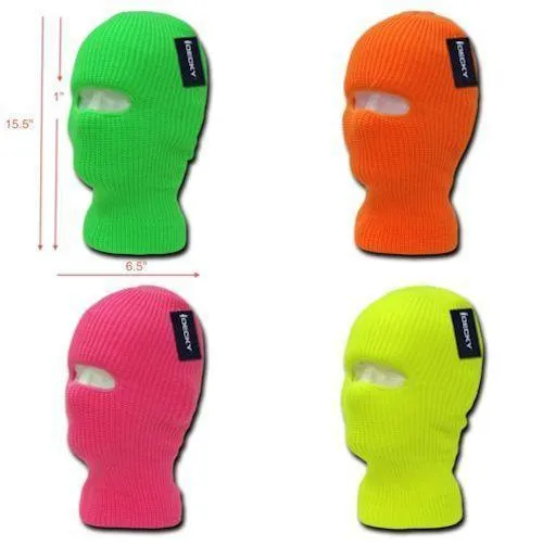 Youth Kids Girls Boys Balaclava Beanies Neon Fluorescent Ski Eye Hole Face Mask
